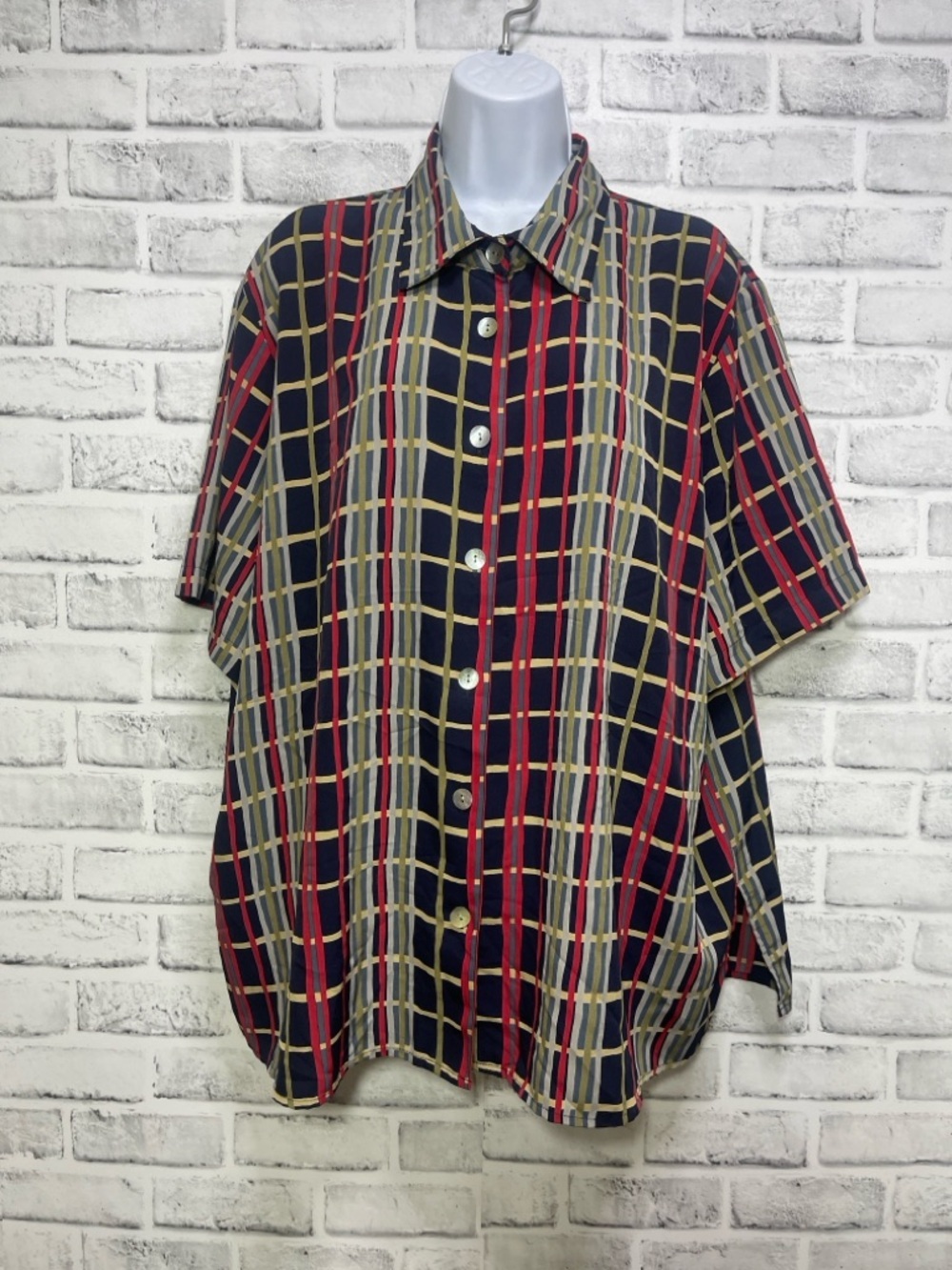 Notations Shell Buttons Grid Blouse